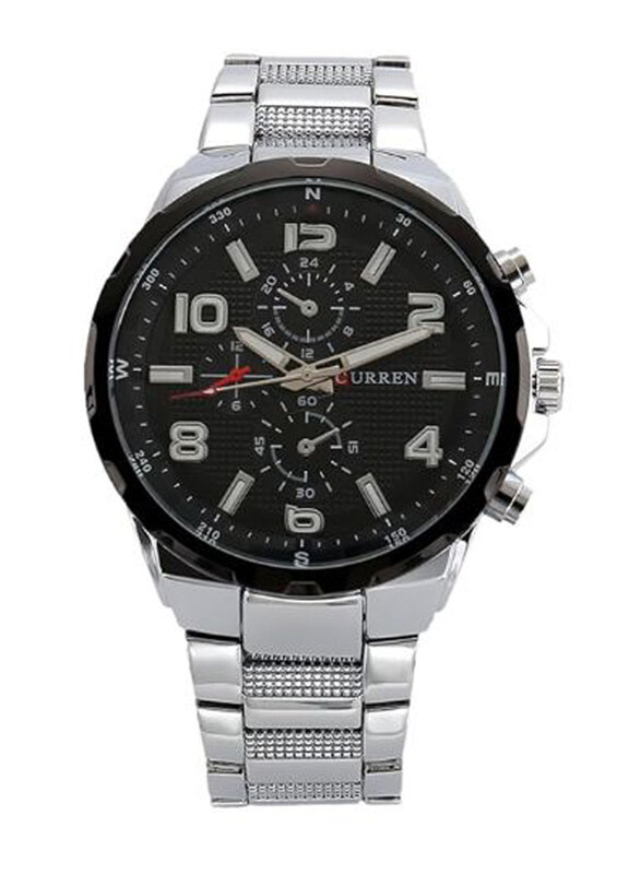 

Curren Analog Watch for Men with Stainless Steel Band, Water Resistant and Chronograph, 8276, Silver-Black