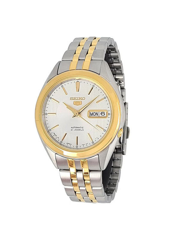 

Seiko Analog Watch for Men with Stainless Steel Band, Water Resistant, SNKL84, Silver/Gold-White