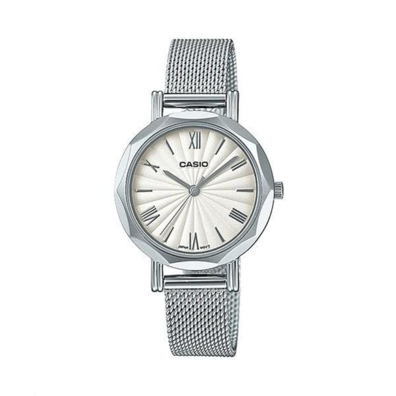 

Casio Analog Watch for Women with Stainless Steel Band, Water Resistant, LTP-E411M-7ADF, Silver-White