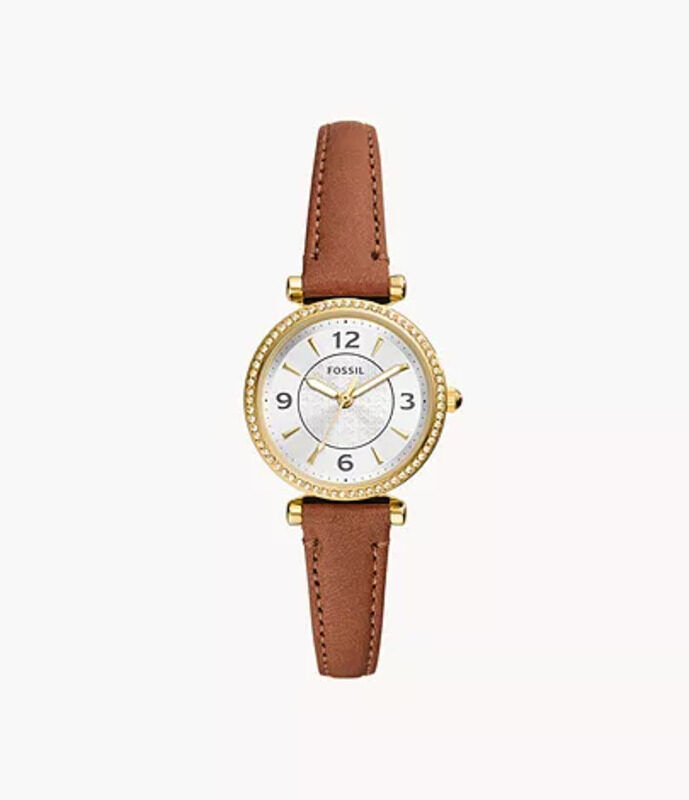 

Fossil Carlie Analog Watch for Women with Leather Band, Water Resistant, ES5297, Brown-Multicolour
