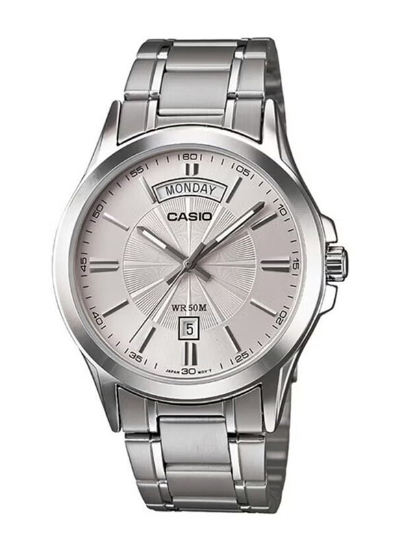 

Casio Analog Watch for Men with Stainless Steel Band, Water Resistant, MTP-1381D-7AV, Silver-Silver