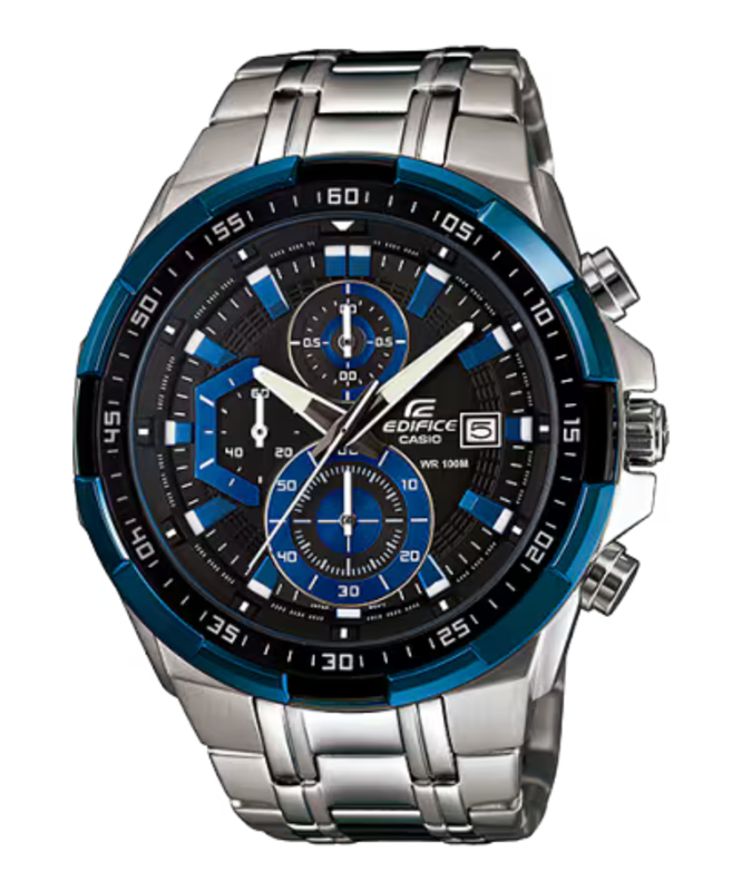 

Casio Edifice Analog Watch for Men with Stainless Steel Band, Water Resistant and Chronograph, EFR-539D-1A2V, Silver-Multicolour