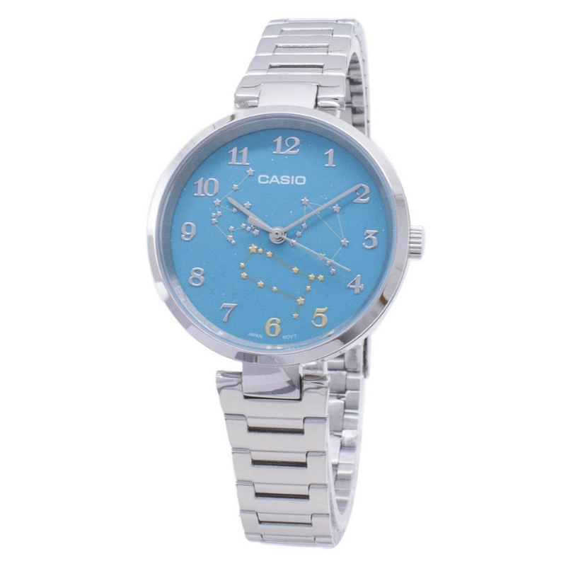 

Casio Analog Watch for Women with Stainless Steel Band, Water Resistant, LTP-E08D-3ADR, Silver-Blue