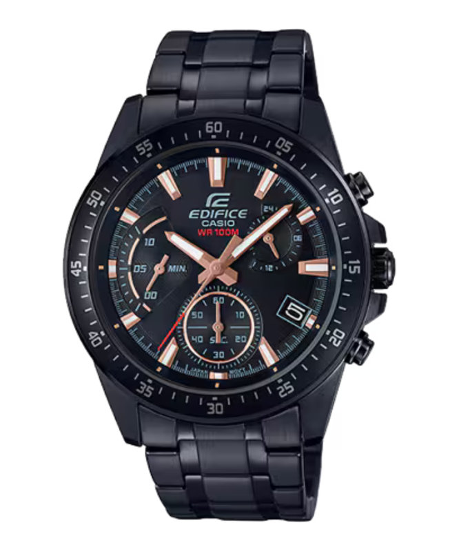 

Casio Edifice Analog Watch for Men with Stainless Steel Band, Water Resistant and Chronograph, EFV-540DC-1BV, Black-Black