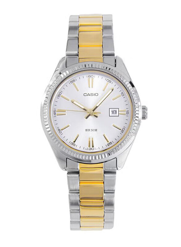 

Casio Enticer Analog Watch for Women with Stainless Steel Band, Water Resistant, Ltp-1302SG-7A, Silver-Gold/Silver