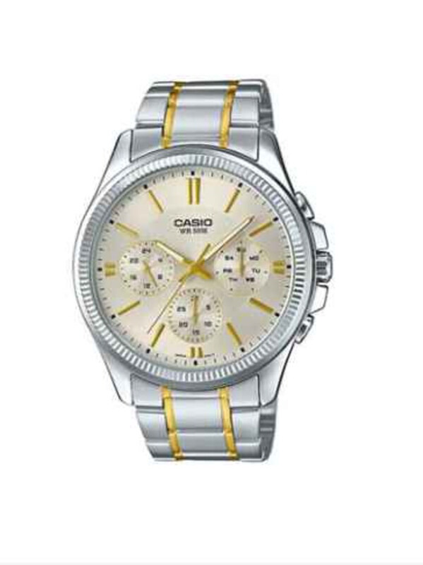 

Casio Analog Watch for Men with Stainless Steel Band, Water Resistant and Chronograph, MTP-1375SG-9AVDF, Gold-Silver