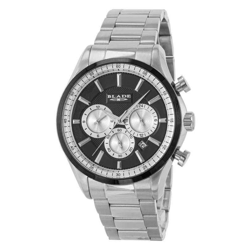 Blade Panache Analog Watch for Men with Stainless Steel Band, Water Resistant and Chronograph, 3579G2MUS, Silver-Black