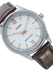 Casio Dress Timepiece Analog Watch for Women with Leather Band, Water Resistant, LTP-V005L-7B3, Brown-White