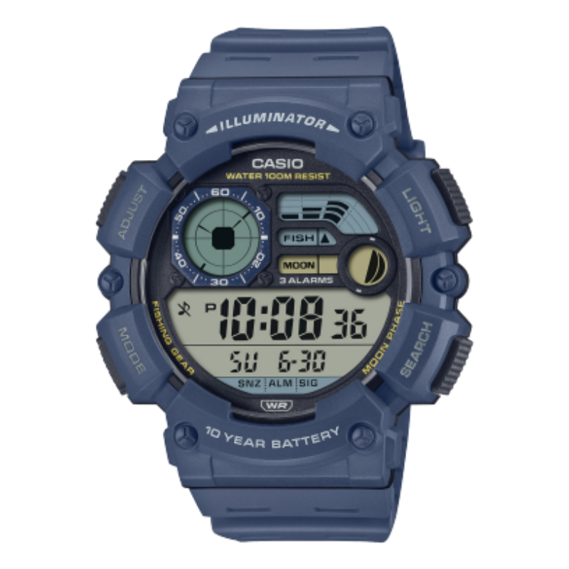 

Casio Youth Digital Watch for Men with Resin Band, Water Resistant, WS-1500H-2AVDF, Blue-Transparent