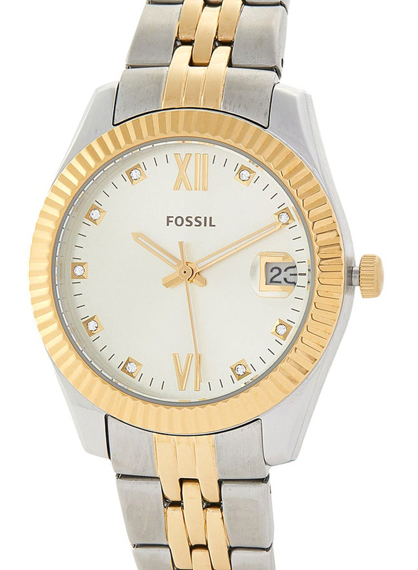 Fossil Analog Wrist Watch for Women with Stainless Steel Band, Es4949, Silver/Gold-Gold
