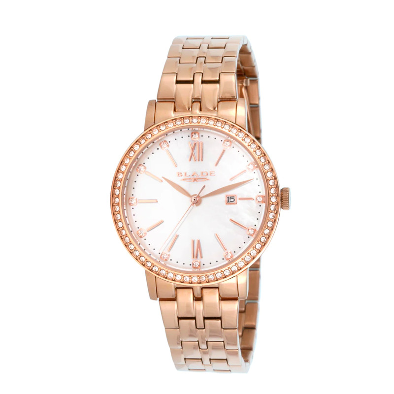 Blade Intense Coral Analog Watch for Women with Stainless Steel Band, Water Resistant, 3637L2RHR, Rose Gold-White