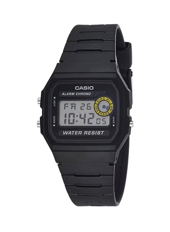 

Casio Vintage Digital Watch for Men with Resin Band, Water Resistance, F-94WA-9, Black-Grey