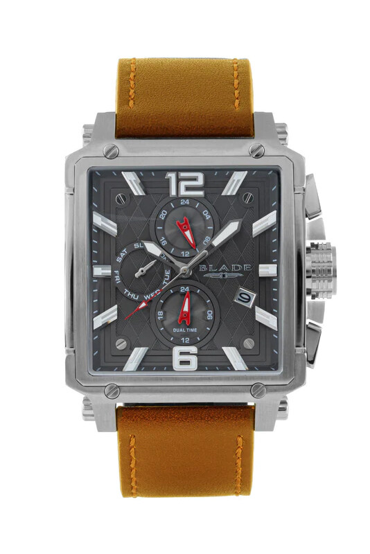 

BLADE Vertex Grey 3690G1SGD SS Case & Leather Strap Multifunction Men's Watch