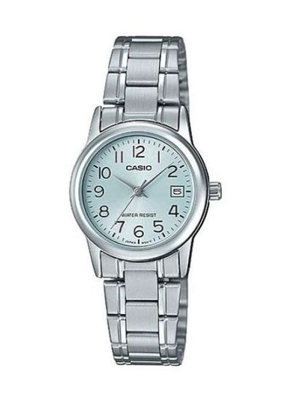 Casio Analog Watch for Women with Stainless Steel Band, Water Resistant, LTP-V002D-2BUDF, Silver