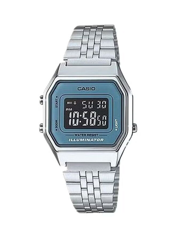 

Casio Digital Watch for Women with Stainless Steel Band, Water Resistance, LA680WA-2BDF, Silver-Black