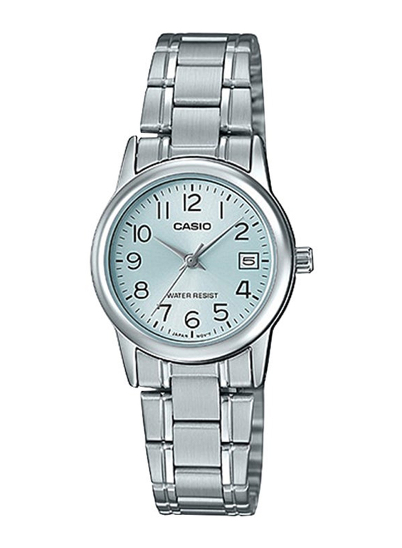 Casio Analog Watch for Women with Stainless Steel Band, Water Resistant, LTP-V002D-2BUDF, Silver
