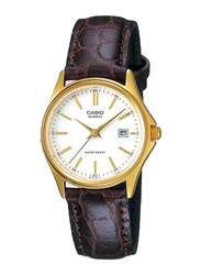 Casio Analog Watch for Women with Leather Band, Water Resistant, LTP-1183Q-7ADF, Brown-White