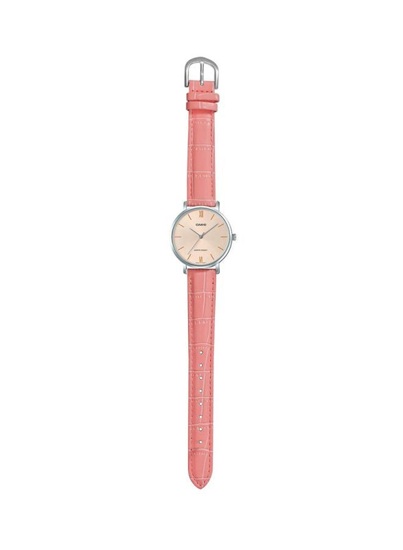 Casio Enticer Analog Watch for Women with Leather Band, Water Resistant, LTP-VT01L-4BUDF, Pink