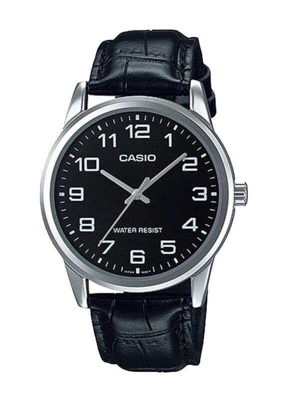 

Casio Dress Analog Watch for Men with Leather Band, Water Resistant, MTP-V001L-1BUDF, Black