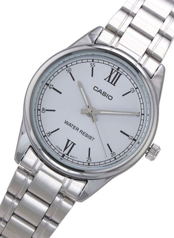 Casio Analog Watch for Women with Stainless Steel Band, Water Resistant, LTP-V005D-2B3UDF, Silver-Light Blue