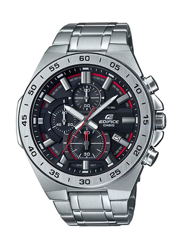 Casio Edifice Analog Watch for Men with Stainless Steel Band, Water Resistant and Chronograph, EFR-564D-1AVUDF, Silver-Black