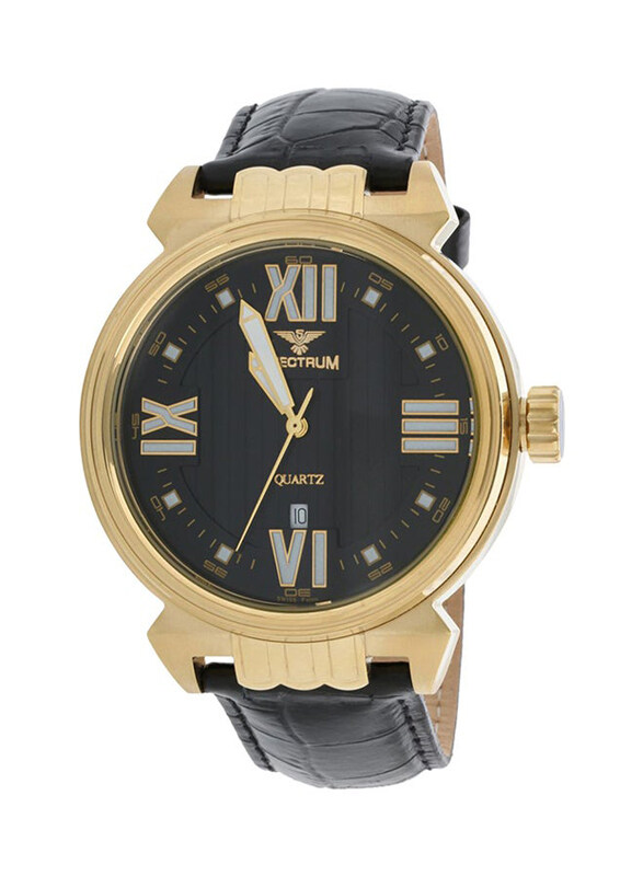 

Spectrum Analog Watch for Men with Leather Band, S93280M-1, Black