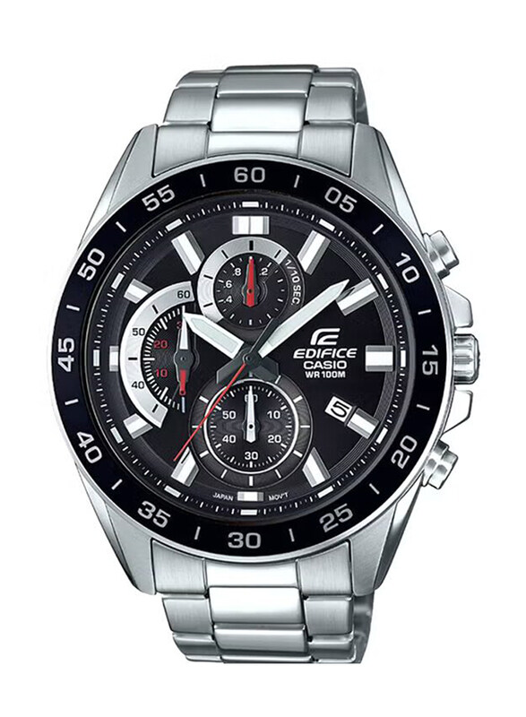 

Casio Edifice Analog Watch for Men with Stainless Steel Band, Water Resistant and Chronograph, EFV-550D-1AVUDF, Silver-Black