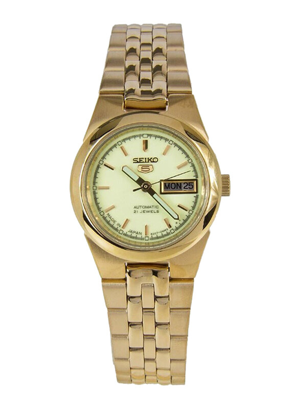 

Seiko Analog Wrist Watch for Women with Stainless Steel Band, SYMG60J1, Gold-Beige