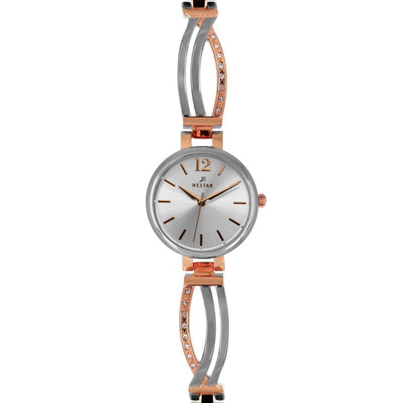 

Westar Analog Watch for Women with Stainless Steel Band, Water Resistant, 00112SPN607, Silver/rose Gold-White