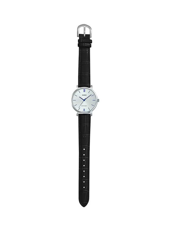 Casio Analog Watch for Women with Leather Band, Water Resistance, LTP-VT01L-7B1UDF, Black-Silver