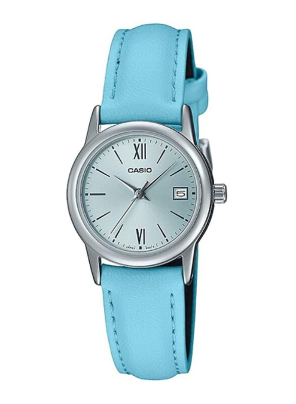 

Casio Analog Watch for Women with Leather Band, Water Resistant, LTP-V002L-2B3UDF, Blue-Silver