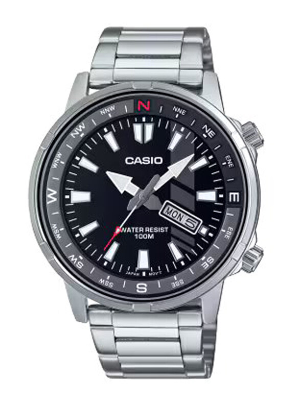 

Casio Enticer Analog Watch for Men with Stainless Steel Band, Water Resistant, MTD-130D-1A4VDF, Silver-Black