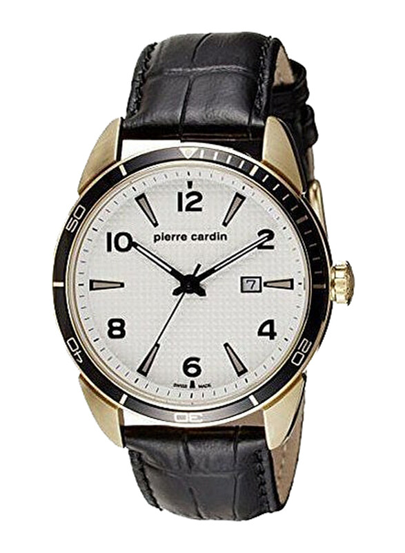 

Pierre Cardin Analog Watch for Men with Leather Band, PC107061S04, Black-White