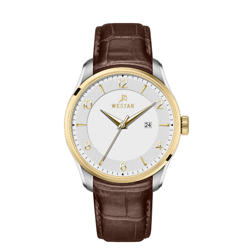 

Westar Analog Watch for Men with Leather Band, Water Resistant, EX7597CBN127, Brown-Silver