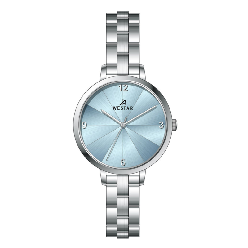 

Westar Analog Watch for Women with Stainless Steel Band, Water Resistant, 00139STN104, Silver-Blue