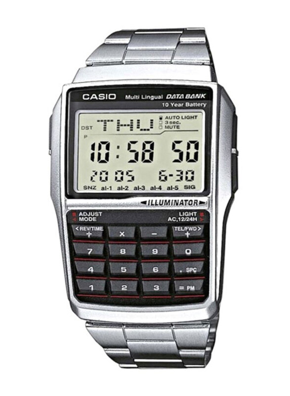 

Casio Calculator Digital Wrist Watch for Men with Stainless Steel Band, Water Resistant, DBC-32D-1A, Silver-Grey