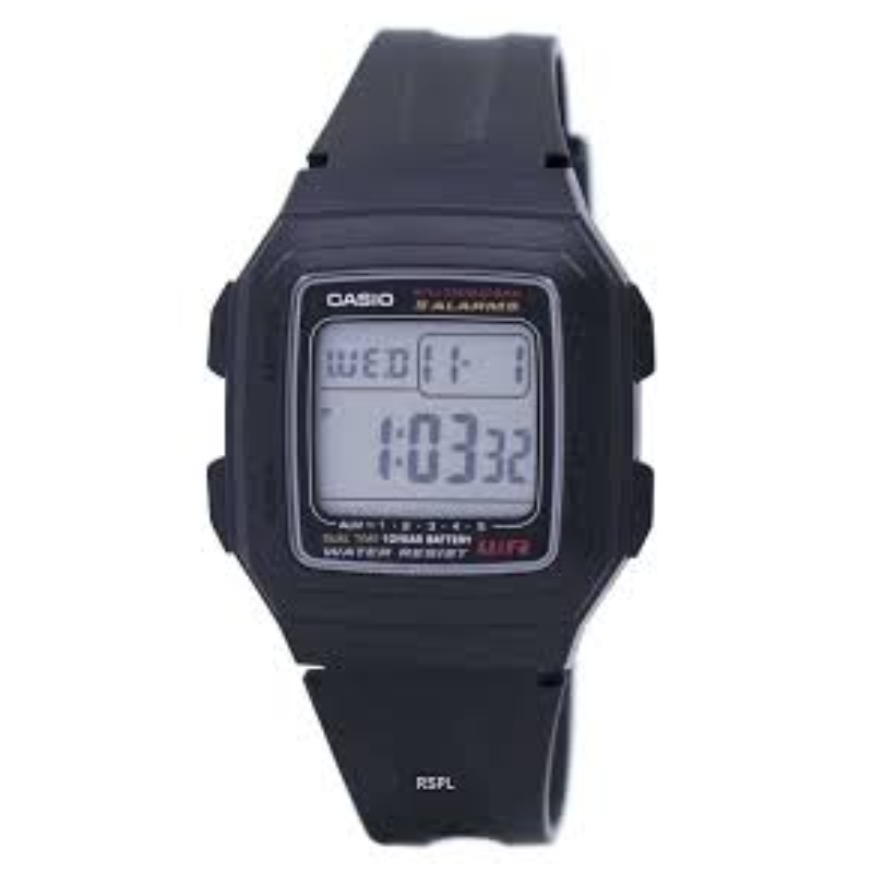 

Casio Standard Series Digital Watch for Men with Resin Band, Water Resistant, F-201WA-1ADF, Black-Grey