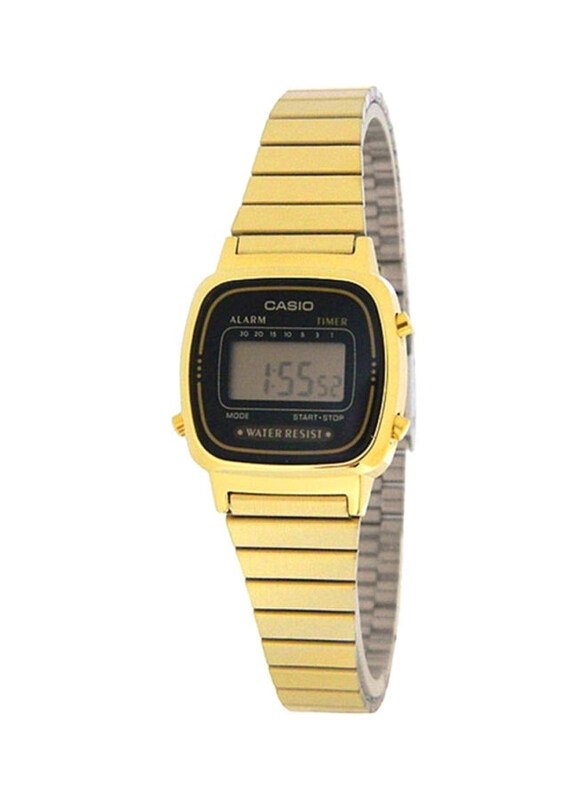 

Casio Vintage Series Digital Watch for Women with Stainless Steel Band, Water Resistant, LA670WGA-1UWD, Grey/Black-Gold