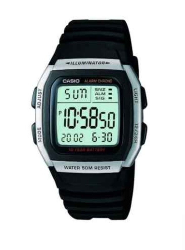 

Casio Digital Watch for Boys with Resin Band, Water Resistant, W-96H-1AVDF, Black-Grey