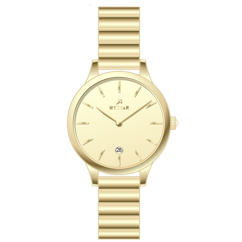 

Westar Analog Watch for Women with Stainless Steel Band, Water Resistant, 00163GPN102, Gold-Gold