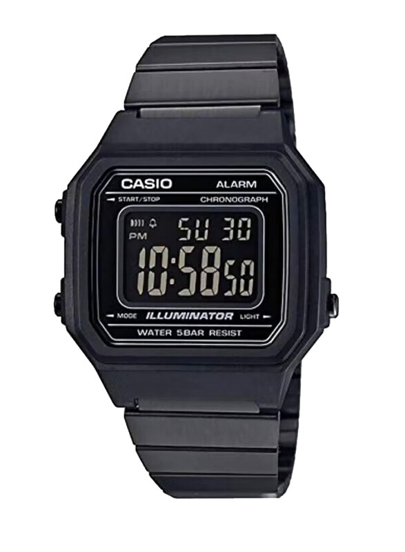 

Casio Digital Watch for Men with Stainless Steel Band, Water Resistant, B650WB-1BEF, Black-Black