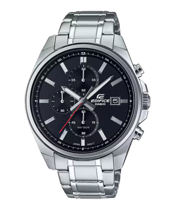 

Casio Edifice Analog Watch for Men with Stainless Steel Band, Water Resistant and Chronograph, EFV-610D-1AV, Silver-Black
