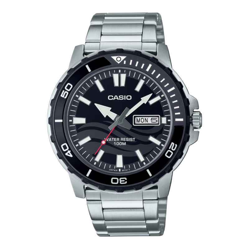 

Casio Enticer Analog Watch for Men with Stainless Steel Band, Water Resistant, MTD-125D-1A1VDF, Silver-Black