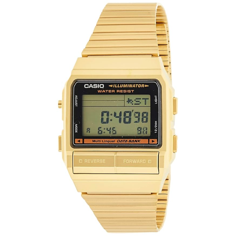 

Casio Vintage Series Digital Watch for Men with Stainless Steel Band, Water Resistant, DB-380G-1DF, Gold-Multicolour