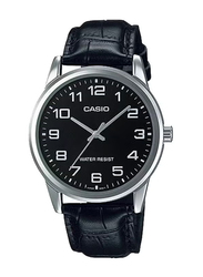 Casio Analog Watch for Men with Leather Band, Water Resistant, MTP-V001L-1B, Black