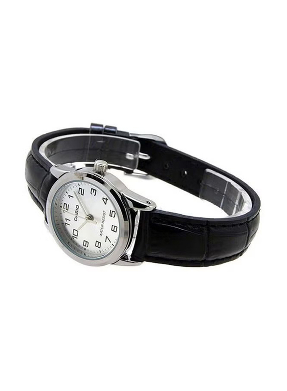 Casio Dress Analog Watch for Women with Leather Band, Water Resistant, LTP-V001L-7BUDF, Black-White