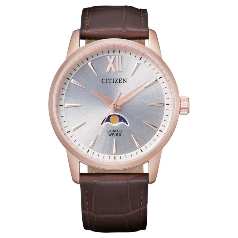 

Citizen Analog Watch for Men with Leather Band, Water Resistant, AK5003-05A, Brown-Rose Gold