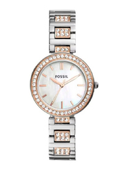 Fossil Karli Analog Watch for Women with Stainless Steel Band, Water Resistant, Bq3337, Multicolour-Pearl