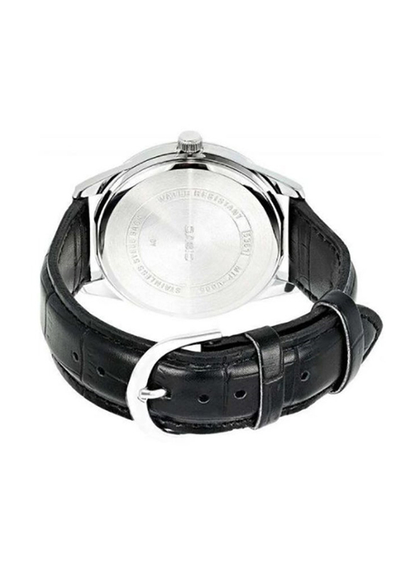 Casio Analog Wrist Watch for Men with Leather Band, Water Resistant, MTP-V005L-1B4UDF, Black