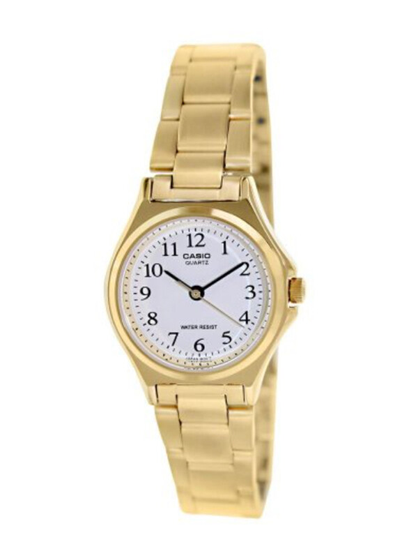 

Casio Standard Series Analog Watch for Women with Stainless Steel Band, Water Resistant, LTP-1130N-7BRDF, Gold-White